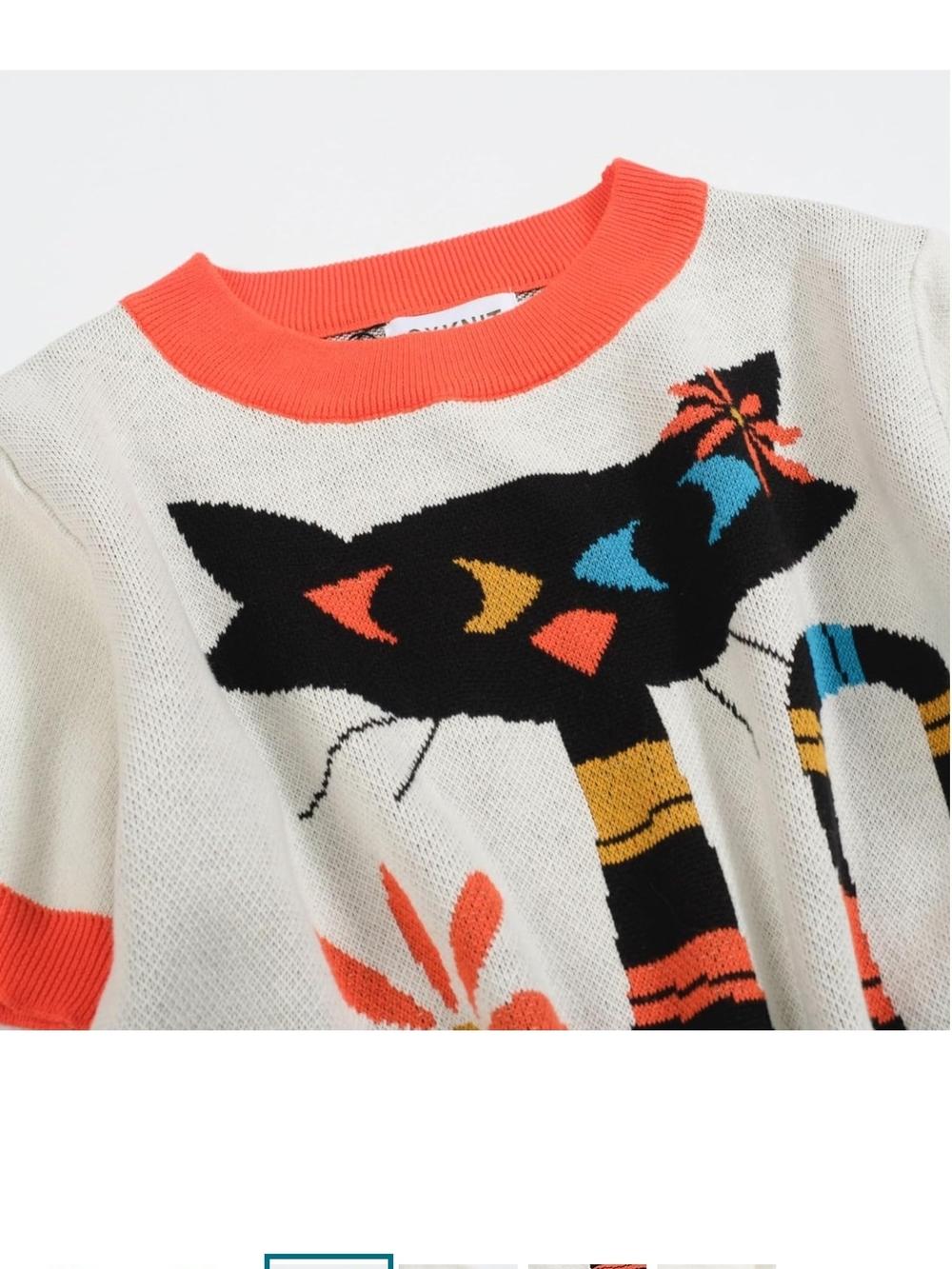 NWOT- Perfect Condition! New Item from OxKnit! Knit Cat Short-Sleeve T-Large - Picture 3 of 5